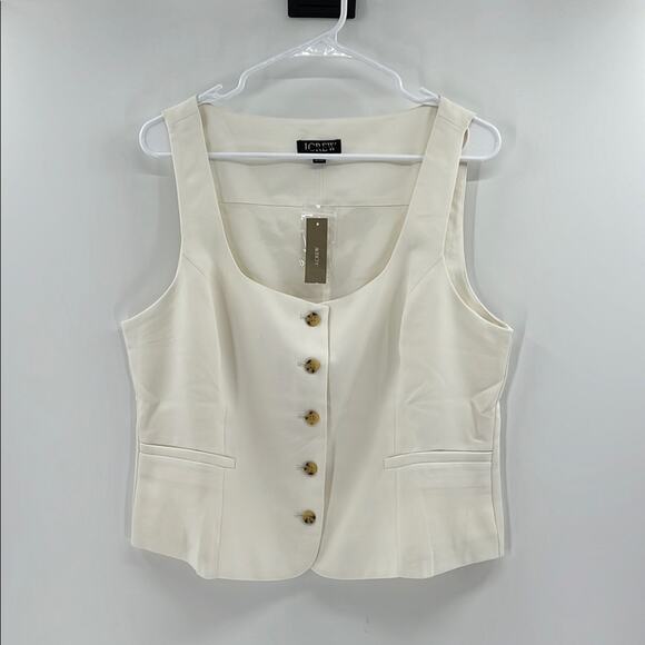 J. Crew Women's Scoopneck vest in drapey crepe - Ivory - 14 - New with tags - Picture 1 of 6
